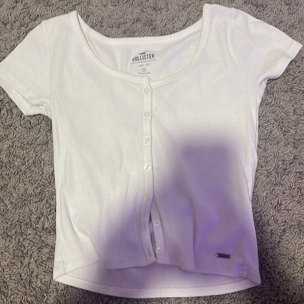 white hollister baby tee